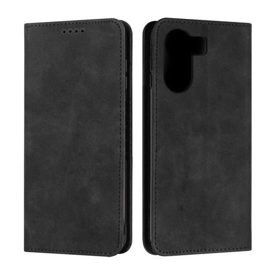 Capa Flip de Couro com Bolso Interno para Xiaomi Redmi 13c/Poco C65 Preto